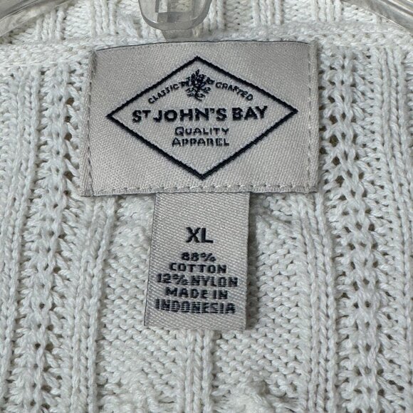 St John's Bay XL Off White Chunky Cable Knit Long Sleeve Crewneck Sweater XL NWT - Picture 10 of 13